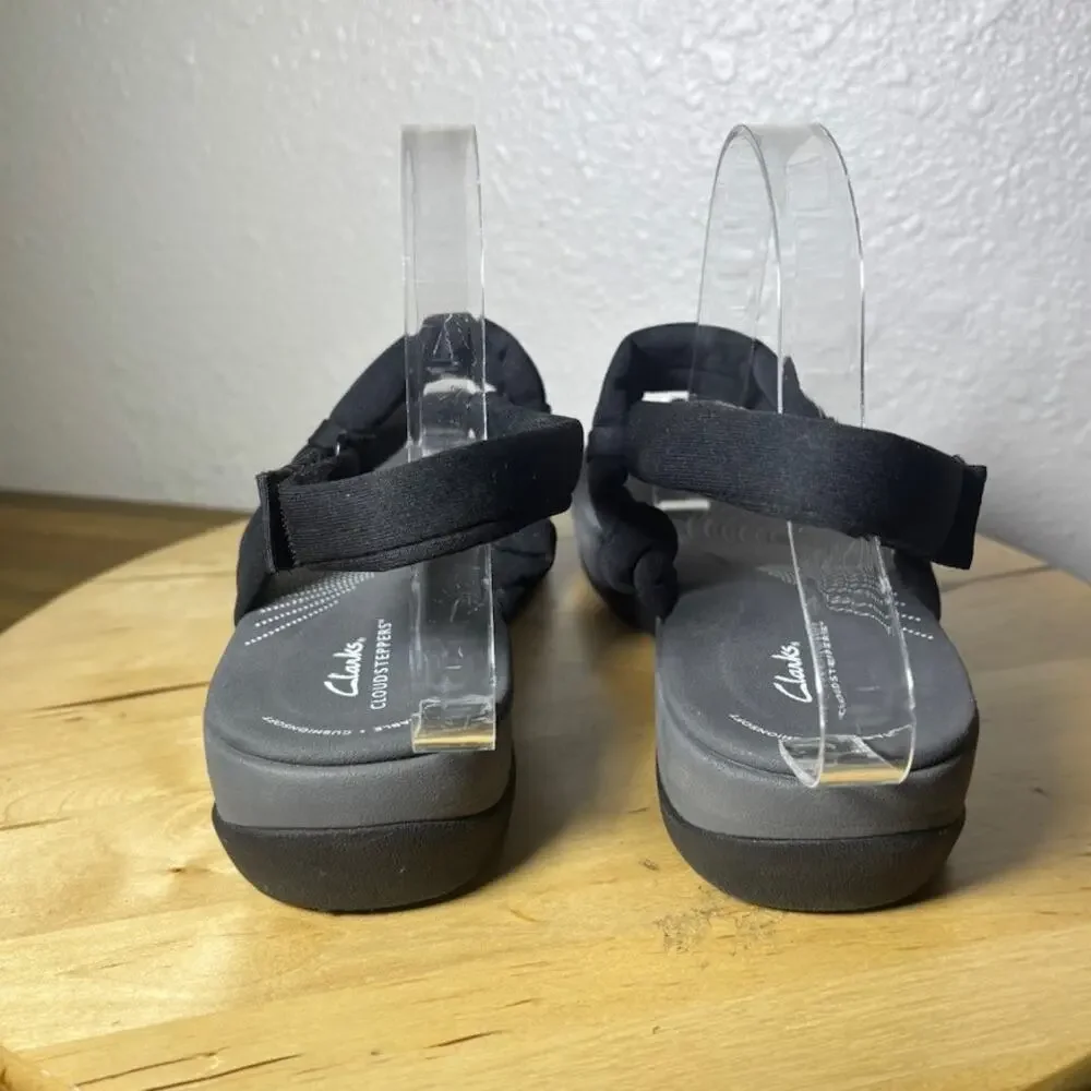 Clarks Cloudsteppers Black Textile Upper Sandals size 11 M NWOT